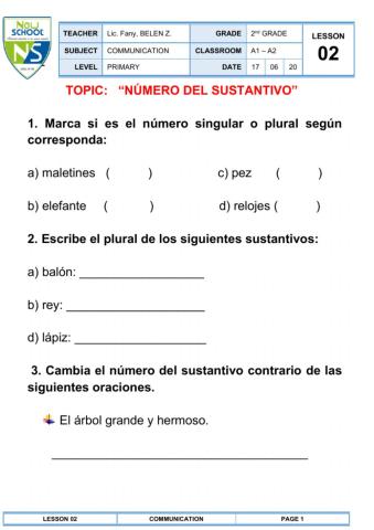 El número del sustantivo