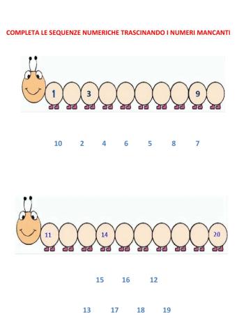 Completa le sequenze numeriche