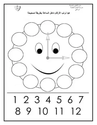 رتب الأرقام داخل الساعة