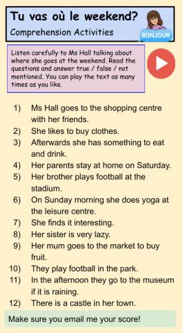 Tu vas où le weekend?