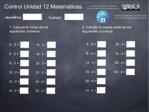 Control de Matemáticas U.12 2º