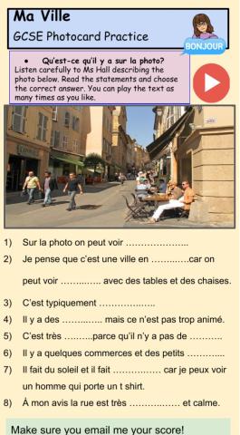 GCSE Photocard: Ma ville