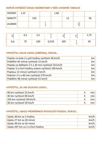 Úlohy o pohybu - úvod