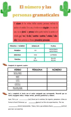 El número y las personas gramaticales