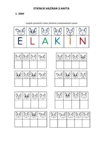 1.2. sınıf- harfler 'ELAKİN' bulmaca ve masal