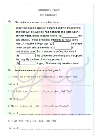 Grammar Test Junior 5