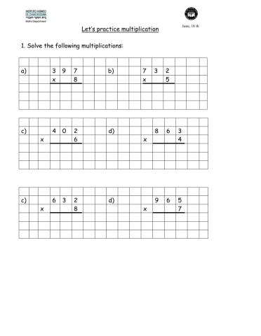 Multiplication Practice