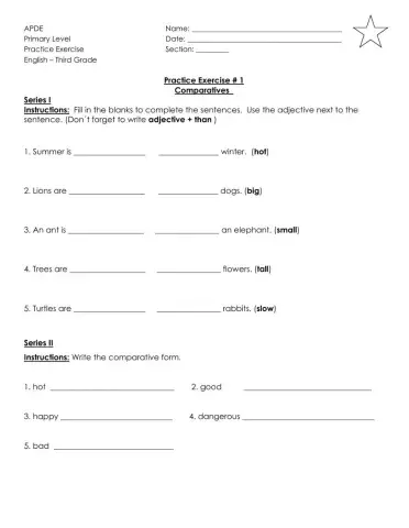 Comparatives Practice Exercise