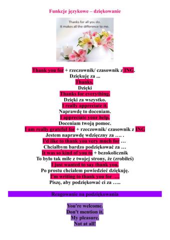 Funkcje językowe dziękowanie