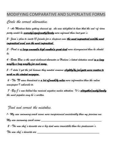 Modifying comparative and superlative forms.