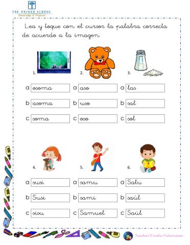 Palabras sílabas sa se si so su