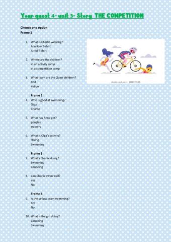 your quest 4 unit 3 15th week  story the competition