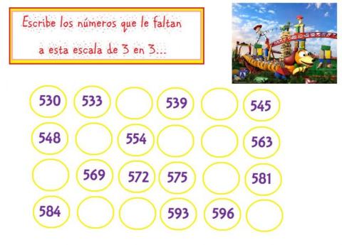 Escala 3 en 3 familia del 500