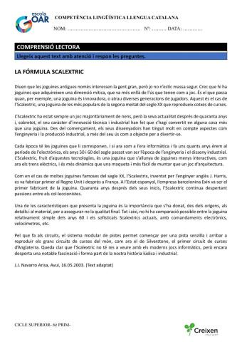 Comprensió lectora l'scalextric