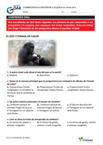 Comprensió oral el zoo de Barcelons