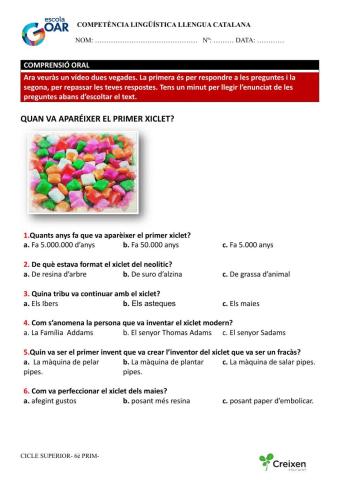 Comprensió oral el primer xiclet