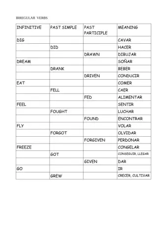 Irregular verbs