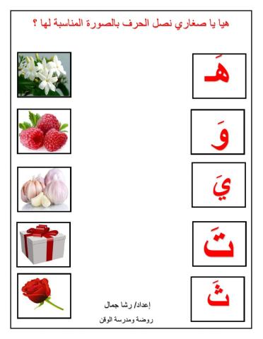 صل الحرف بالصورة المناسبة