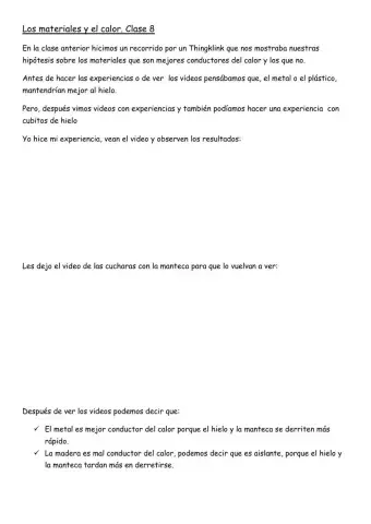 Los materiales y el calor. Clase 8