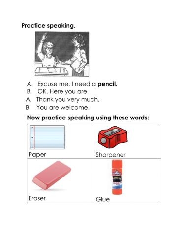 Speaking-school items