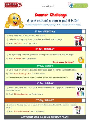 5th Summer Holiday Schedule