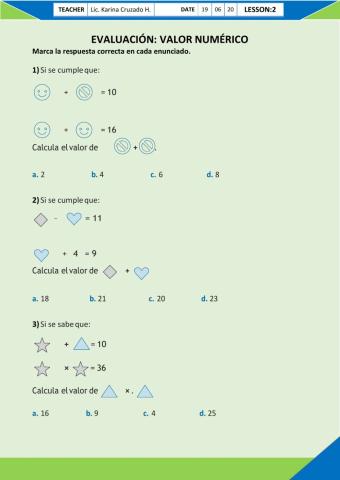 Evaluación - Valor Numérico