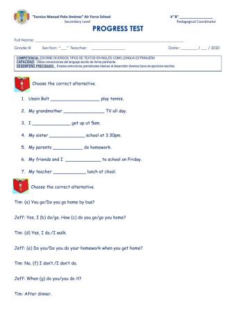 Grammar Test - Unit 3