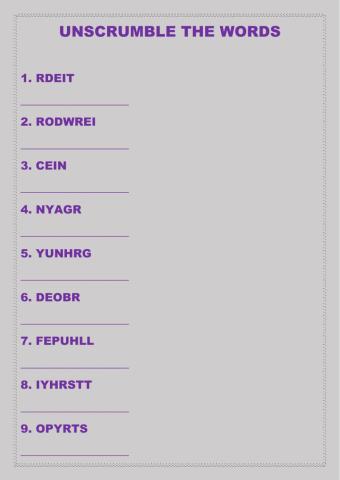 Unscrumble the words