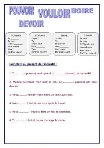 Vouloir Pouvoir Boire