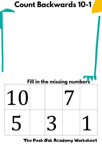 Count Backwards 10-1