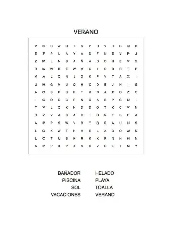 Sopa de letras verano