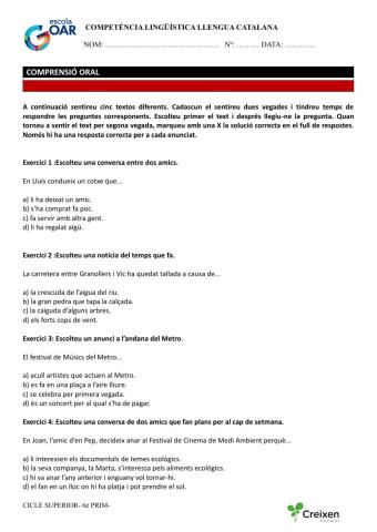 Comprensió oral enunciats 2