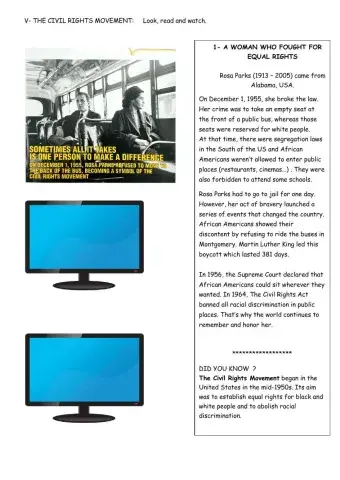 CIVIL RIGHTS MOVEMENT Rosa Park and Martin Luther King