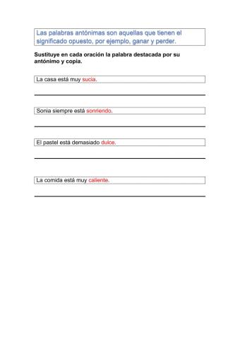 Antónimos y sinónimos