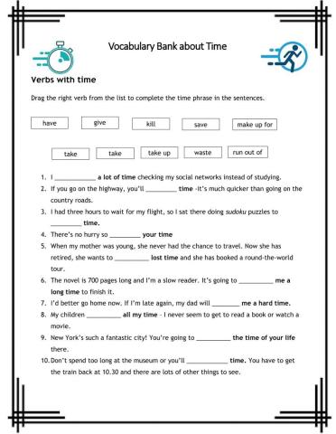 Vocabulary Bank about Time