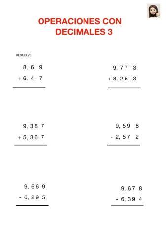 OPeraciones con números decimales