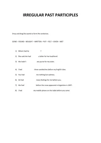 Irregular Past Participles