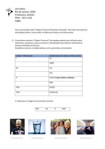 Peja subject pronouns