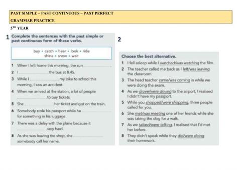 Grammar Practice  Past simple-continuous-perfect
