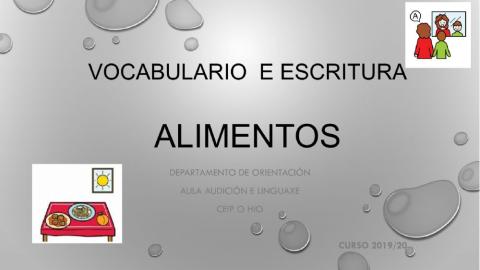 Vocabulario e escritura. alimentos