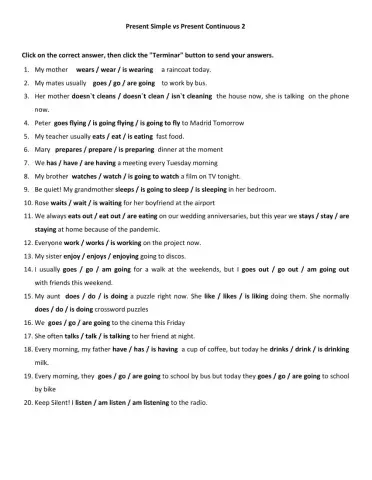 Present simple vs Present Continuous 2