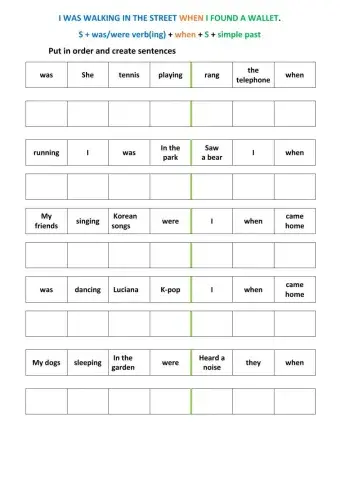 Past continuous and simple past with when