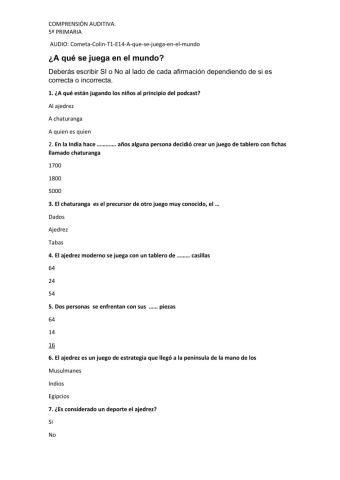Comprensión oral 5º primaria