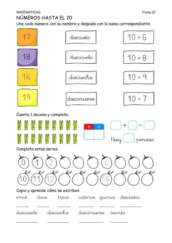 Matemáticas-Ficha 22-Números hasta el 20