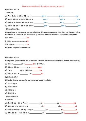 Repaso unidades longitud, capacidad y masa II