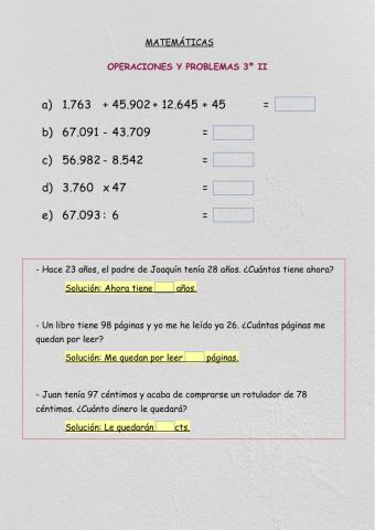 Operaciones y problemas II