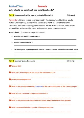 Ecological foot print