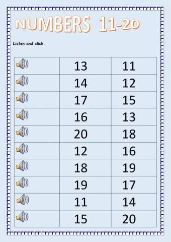 Numbers 11-20