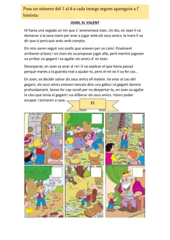 Comprensió lectora - Ordenar imatges d' un conte