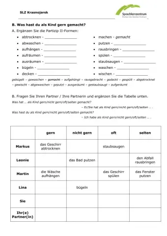 Menschen A1.2 Lektion 20 (Partner B)
